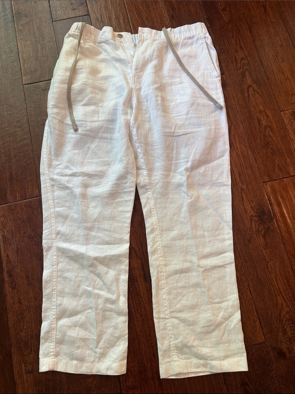 Men's Caribbean White Linen Drawstring Pants